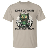 Funny Zombie Cat Wants Brains Right Meow T Shirt Halloween Zombie Kitten - Wonder Print Shop