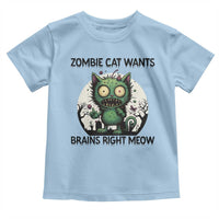 Funny Zombie Cat Wants Brains Right Meow Toddler T Shirt Halloween Zombie Kitten - Wonder Print Shop