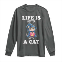 Halloween Kitty Long Sleeve Shirt Cute Life Is Better With A Cat - Wonder Print Shop