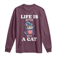 Halloween Kitty Long Sleeve Shirt Cute Life Is Better With A Cat - Wonder Print Shop