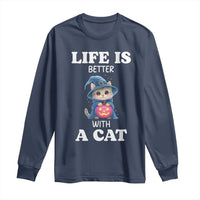 Halloween Kitty Long Sleeve Shirt Cute Life Is Better With A Cat - Wonder Print Shop