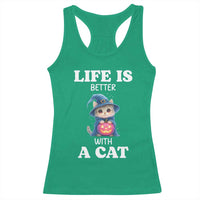 Halloween Kitty Racerback Tank Top Cute Life Is Better With A Cat - Wonder Print Shop