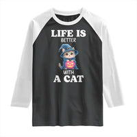 Halloween Kitty Raglan Shirt Cute Life Is Better With A Cat - Wonder Print Shop