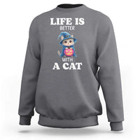Halloween Kitty Sweatshirt Cute Life Is Better With A Cat - Wonder Print Shop