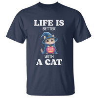 Halloween Kitty T Shirt Cute Life Is Better With A Cat - Wonder Print Shop