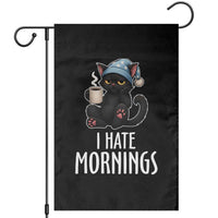 Funny I Hate Mornings Garden Flag Cute Lazy Cat Drink Coffee - Wonder Print Shop