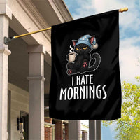 Funny I Hate Mornings Garden Flag Cute Lazy Cat Drink Coffee - Wonder Print Shop