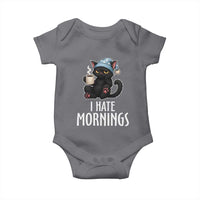 Funny I Hate Mornings Baby Onesie Cute Lazy Cat Drink Coffee - Wonder Print Shop