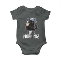 Funny I Hate Mornings Baby Onesie Cute Lazy Cat Drink Coffee - Wonder Print Shop