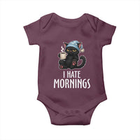 Funny I Hate Mornings Baby Onesie Cute Lazy Cat Drink Coffee - Wonder Print Shop