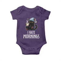 Funny I Hate Mornings Baby Onesie Cute Lazy Cat Drink Coffee - Wonder Print Shop
