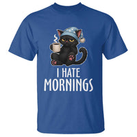 Funny I Hate Mornings T Shirt Cute Lazy Cat Drink Coffee - Wonder Print Shop