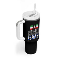 Funny Political Satire Tumbler With Handle Iran Outta Beer And The Struggle Israel