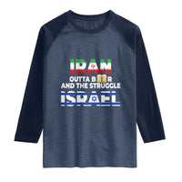 Funny Geopolitical Satire Iran Outta Beer Israel Struggle Raglan Shirt