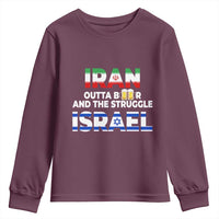 Funny Geopolitical Satire Iran Outta Beer Israel Struggle Youth Sweatshirt