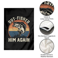 Funny Bass Fishing Garden Flag Out Fished Him Again Fisherman Outdoor Adventure
