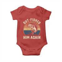 Funny Bass Fishing Baby Onesie Out Fished Him Again Fisherman Outdoor Adventure