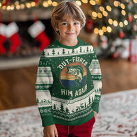 Funny Bass Fishing Ugly Christmas Sweater Out Fished Him Again Fisherman Outdoor Adventure