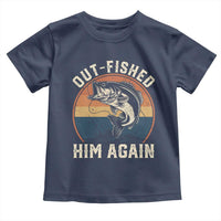 Funny Bass Fishing Toddler T Shirt Out Fished Him Again Fisherman Outdoor Adventure