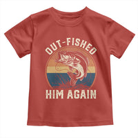 Funny Bass Fishing Toddler T Shirt Out Fished Him Again Fisherman Outdoor Adventure