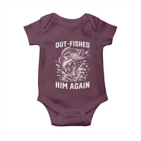 Out Fished Him Again Fisherman Angler Gift Baby Onesie Funny Fishing Sayings