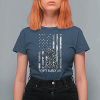 Rattlesnake Surveillance Camera US Flag Camo Graphic T Shirt For Women Dont Flock Me