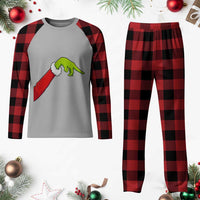 Funny Green Hand Basketball Pointing Meme Plaid Pajama Set Christmas Holiday Gift