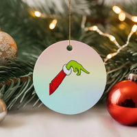 Funny Green Hand Basketball Pointing Meme Ceramic Ornament Christmas Holiday Gift