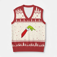 Funny Green Hand Basketball Pointing Meme V-Neck Knit Sweater Vest Christmas Holiday Gift