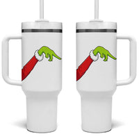 Funny Green Hand Basketball Pointing Meme Tumbler With Handle Christmas Holiday Gift