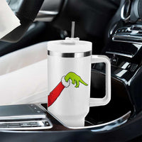Funny Green Hand Basketball Pointing Meme Tumbler With Handle Christmas Holiday Gift