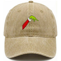 Funny Green Hand Basketball Pointing Meme Washed Cotton Baseball Cap Christmas Holiday Gift