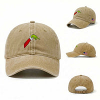 Funny Green Hand Basketball Pointing Meme Washed Cotton Baseball Cap Christmas Holiday Gift