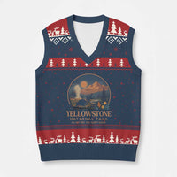 Yellowstone National Park Do Not Pet The Fluffy Cows V-Neck Knit Sweater Vest Amusing Bison Encounter Campsite Toss