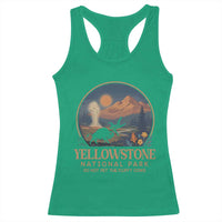 Yellowstone National Park Do Not Pet The Fluffy Cows Racerback Tank Top Amusing Bison Encounter Campsite Toss
