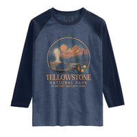 Yellowstone National Park Do Not Pet The Fluffy Cows Raglan Shirt Amusing Bison Encounter Campsite Toss
