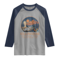 Yellowstone National Park Do Not Pet The Fluffy Cows Raglan Shirt Amusing Bison Encounter Campsite Toss