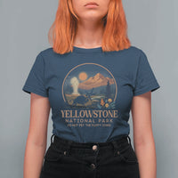 Yellowstone National Park Do Not Pet The Fluffy Cows T Shirt For Women Amusing Bison Encounter Campsite Toss