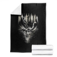 Funny Bigfoot Water Skiing Behind Nessie Throw Blanket Cryptid Lover