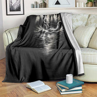 Funny Bigfoot Water Skiing Behind Nessie Throw Blanket Cryptid Lover