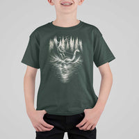 Funny Bigfoot Water Skiing Behind Nessie T Shirt For Kid Cryptid Lover