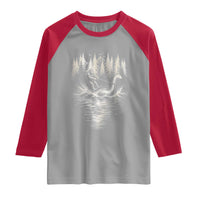 Funny Bigfoot Water Skiing Behind Nessie Raglan Shirt Cryptid Lover