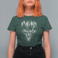 Funny Bigfoot Water Skiing Behind Nessie T Shirt For Women Cryptid Lover