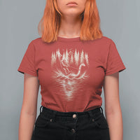 Funny Bigfoot Water Skiing Behind Nessie T Shirt For Women Cryptid Lover