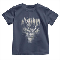 Funny Bigfoot Water Skiing Behind Nessie Toddler T Shirt Cryptid Lover