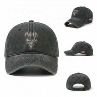 Funny Bigfoot Water Skiing Behind Nessie Washed Cotton Baseball Cap Cryptid Lover