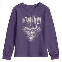 Funny Bigfoot Water Skiing Behind Nessie Youth Sweatshirt Cryptid Lover
