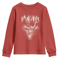 Funny Bigfoot Water Skiing Behind Nessie Youth Sweatshirt Cryptid Lover