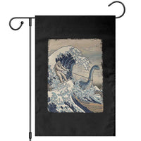 Funny Bigfoot Water Skiing Behind Nessie Garden Flag Ukiyoe Inspired Wave Art