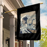 Funny Bigfoot Water Skiing Behind Nessie Garden Flag Ukiyoe Inspired Wave Art